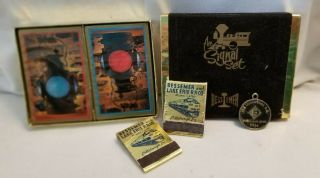 Vintage 1966 Bessemer & Lake Erie Rr Old Stock Playing Cards,  Match,  & Metal