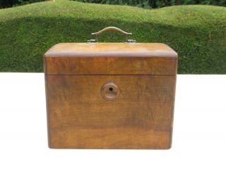 Small Antique 19th C Walnut Or Similar Wooden Tea Caddy Box