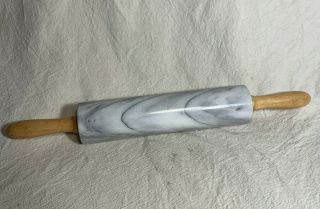 Vintage Marble Rolling Pin With Wooden Handles 18 Inch Overall Length 4,  Pounds