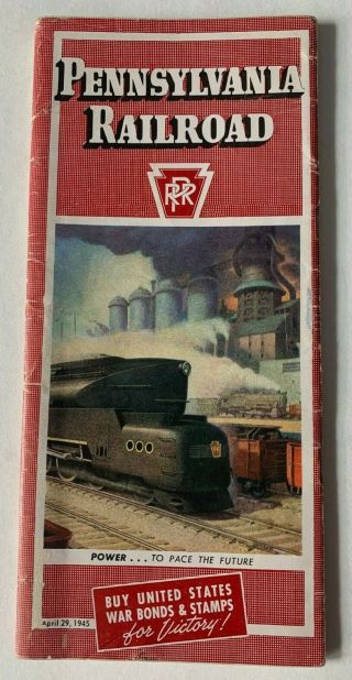 Vintage 1945 Pennsylvania Railroad Prr Rr System Timetable Booklet Brochure