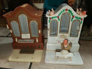 2 Vintage Plastic Wind - Up Music Boxs Angel/organ/christmas Repair/parts