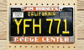 Vintage Metal Dealer License Plate Frame Jim Burney 
