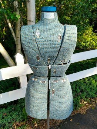 Vintage Sally Stitch Push Button Dress Form Adjustable Stand Size A 3