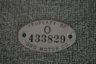 Property Of Ford Motor Company Aluminum Tag With Serial Number