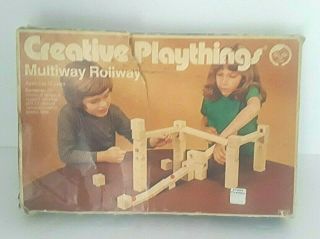 Vintage 1969 Creative Playthings Multiway Rollway Wooden Block Marble Run Game