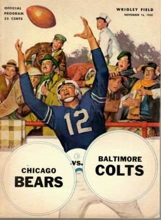 1958 (11/16) Nfl Football Program Baltimore Colts @ Chicago Bears Wrigley Vg