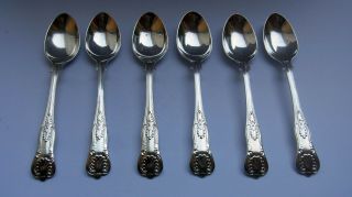 Vintage Sterling Silver Coffee Spoons - Set Of 6 - London 1972 - Kings Pattern