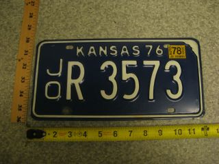 1976 76 1978 78 Kansas Ks License Plate Tag Jo R 3573 Natural Johnson County