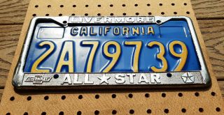 Vintage Metal Dealer License Plate Frame All Star Chevy Chrysler Livermore Ca