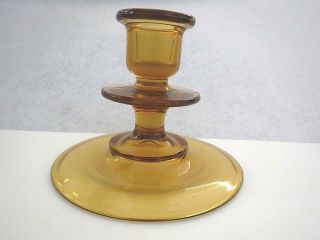 Amber Glass Taper Candle Holder - Vintage -