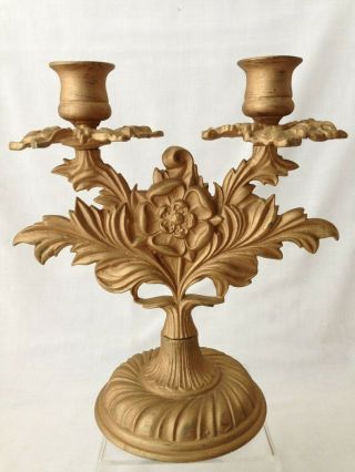 Antique French Gilt Bronze Ormolu Candlestick Early 20th Century 8.  5 Inches