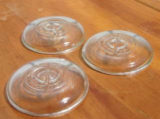 Vintage Clear Glass Lids - Set Of 3 - Wire Bale Jar Top Ball,  Mason Jar Lid