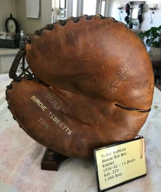 Birdie Tebbetts Buffalo Leather Sporting Goods Vintage Baseball Catcher " S Mitt