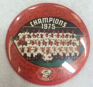 Cincinnati Reds 1975 Team Photo Pinback 6in.  Conditon Rare