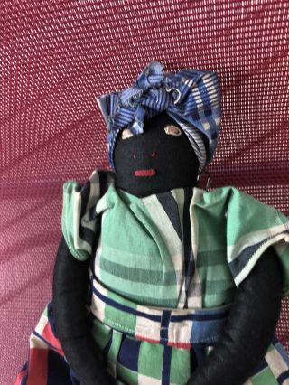 African American Rag Doll Black Americana Folk Art handmade Vtg Primitive 11 
