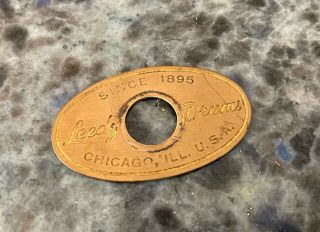 Vintage Leedy Early 1950’s Drum Badge Part Brass Logo