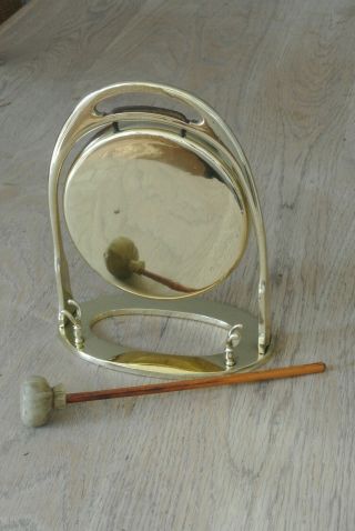Fine Unusual Antique Brass Horse Stirrup Dinner Gong & Striker Circa 1900 - 10