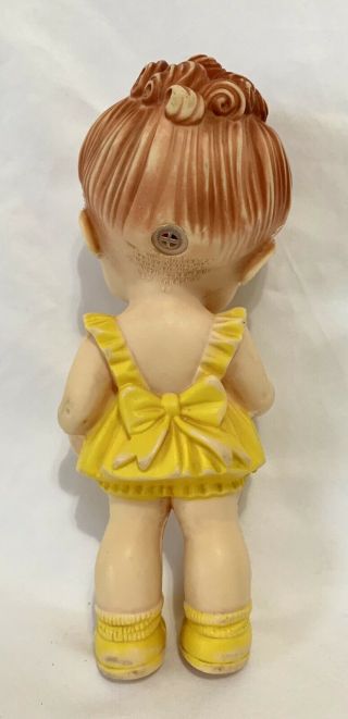 Vtg 1950 ' s Ruth E.  Newton Girl in Yellow Dress Vinyl Rubber Squeak Squeek Toy 3
