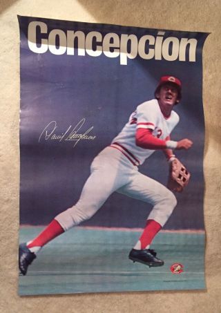 Large Vintage 1977 Cincinnati Reds David Concepcion Souvenir Poster 2x3 Ft