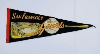 Rare Vintage 1960s San Francisco Giants Mlb Candlestick Park Pennant Flag