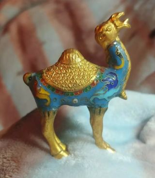 Vintage Brass Figurine Camel Enamel Cloisonne Trinket