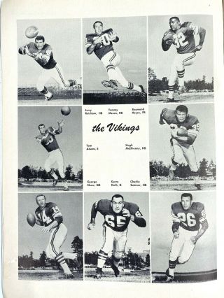 Aug 18 1962 NFL vintage program LOS ANGELES RAMS vs.  MINNESOTA VIKINGS Tarkenton 3