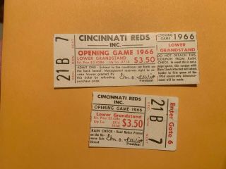 Cincinnati Reds 1966 Opening Day Crosley Field Full Season Ticket Stub Pete Rose