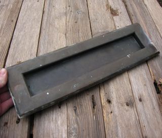Old Very Large And Heavy Bronze Letter Box Plate With Spring 15 "