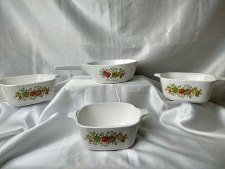Set Of 3 Vintage Corning Ware Spice Of Life 2 3/4,  And 1 La Sauge 1 Pint Pan