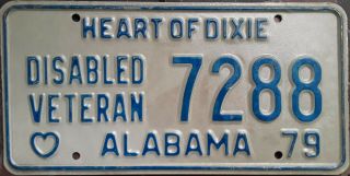 Alabama State License Plate " Disabled Veteran 79 "