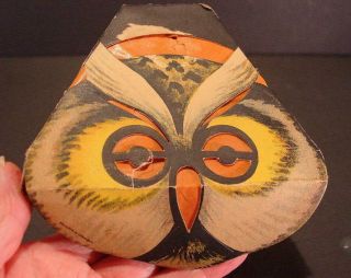 Very Rare Antique Halloween Paper Lantern Light Shade Owl