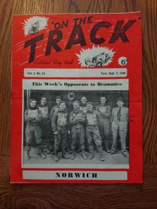 On The Track,  Vintage Weekly Speedway Publication Sept 1948