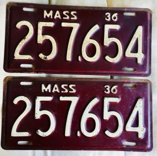 1936 Massachusetts License Plates - Paint -