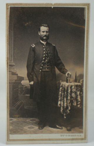Antique Cdv Photo Of Civil War Union Officer By G.  W.  Rider Vtg.  Salem,  Ny