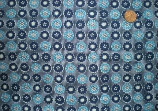 Small Geometric Vtg Feedsack Quilt Sewing Doll Clothes Craft Fabric Blue Navy