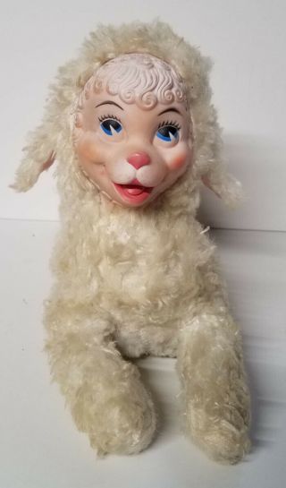 Vintage Rubber Face Lamb/sheep Stuffed/plush Toy Musical Doll Gund/rushton?
