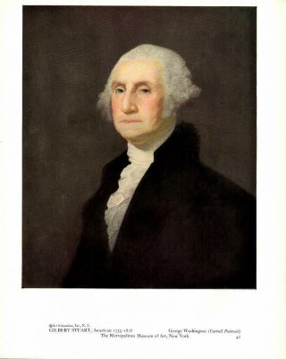 Gilbert Stuart: George Washington (carroll Portrait) - Vtg Bookplate Art Print
