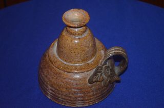 Vintage Ceramic Brown Pitcher Floral Design Handle.  Small Vase Home Decor