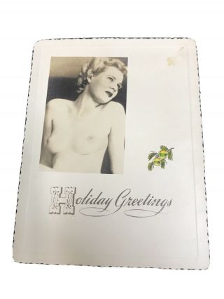 Vintage Frontal Nude Christmas Postcard “holiday Greetings”