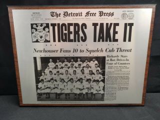 Detroit Tigers 1945 World Series Champions Baseball Plaque - Metal And Wood