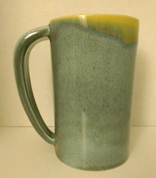 Brimaur Vintage Retro Art Pottery Blue Yellow Drip Large Coffee Tea Mug Cup 3