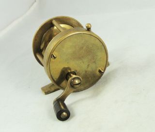 Old Vintage Brass Stop Latch Fishing Reel - Left Handed - Small Size