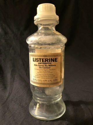 Vintage Listerine Antiseptic Apothecary Glass Bottle With Labels