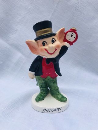 Vintage Porcelain Pixie Elf Figurine Birth Month January Japan