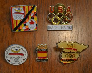 5 Assorted Noc Pins From The 1992 Barcelona Summer Olympics