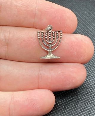 Vintage Sterling Silver 925 Menorah Jewish Hanukkah Charm Pendant