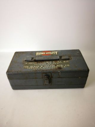 Vintage Black & Decker 1/4 " Electric Home Utility Drill Kit Empty Tool Box 12”