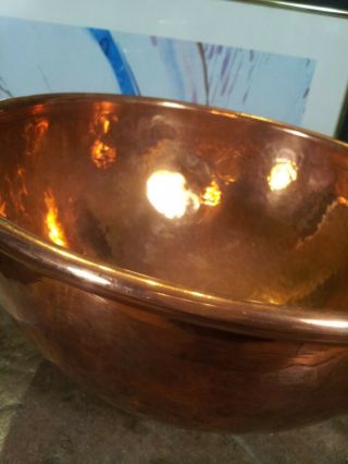 Antique Arts and Crafts Hammered Copper Bowl - - Vgc Kitchenalia - - - Stylish 3