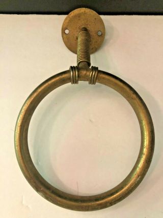 Vintage Unique Metal Towel Ring Brass Finish 6.  25 " Diameter Eclectic