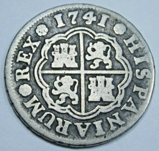 1741 Spanish Silver 1 Reales Antique 1700s Colonial Cross Pirate Treasure Coin